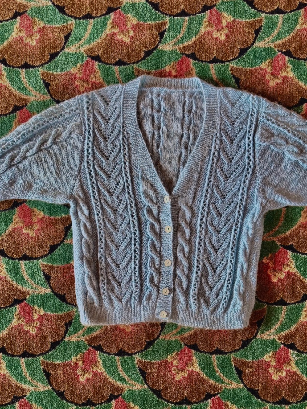 Hand-Knit Cable Short Sleeve Cardy